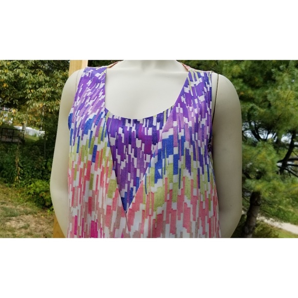 Liz Claiborne Abstract Print Faux 2-pieces Top, M - Picture 3 of 7